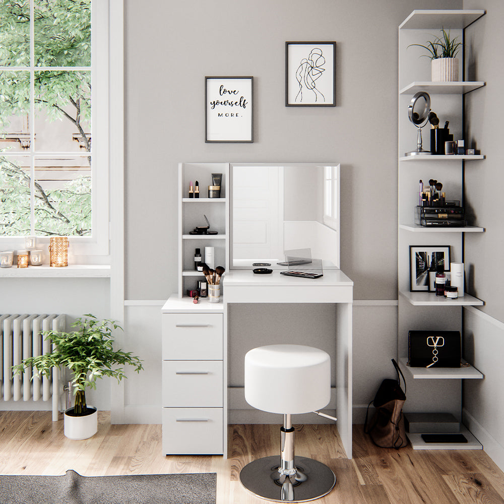 Vicco Tavolo da toeletta Bianco 40 cm con sgabello