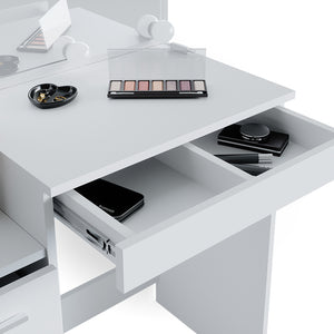 Vicco Tavolo da toeletta Bianco 40 cm con illuminazione LED e sgabello