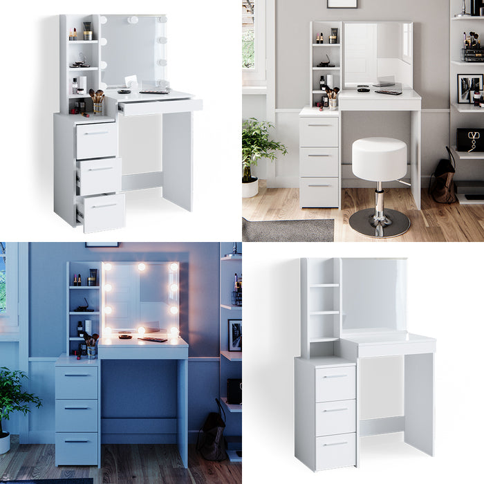 Vicco Tavolo da toeletta Bianco 40 cm con sgabello