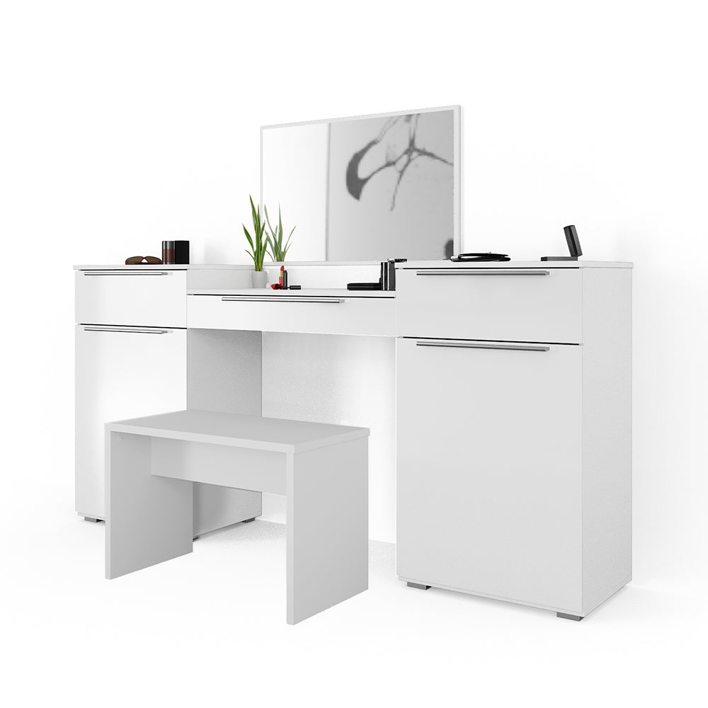 Vicco Tavolo da toeletta Bianco 190 cm con panca
