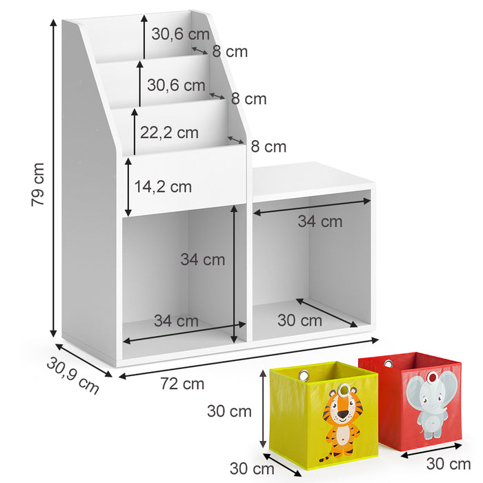 Vicco Libreria bambini Bianco 30.9 x 79 cm Mini, con 2 scatole pieghevoli opt.2
