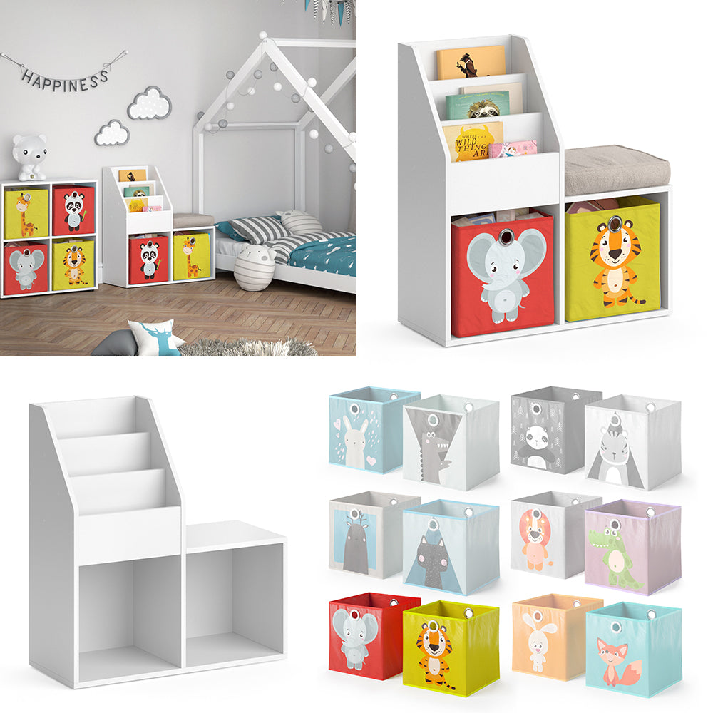 Vicco Libreria bambini Bianco 30.9 x 79 cm Mini, con 2 scatole pieghevoli opt.2