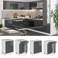 Vicco Mobiletto base per cucina Antracite lucido 60 cm con cassetto, senza piano di lavoro