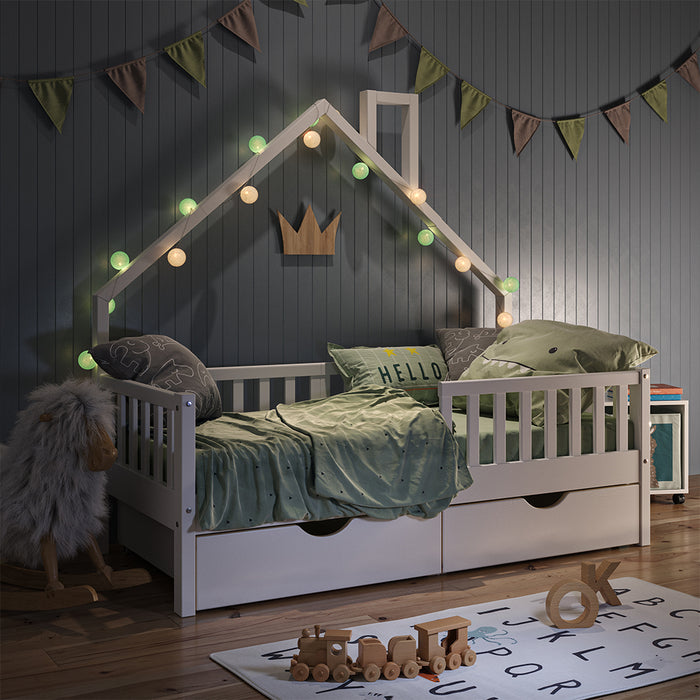 Vitalispa Letto montessori bambini Bianco 80x160 cm con 2 cassetti