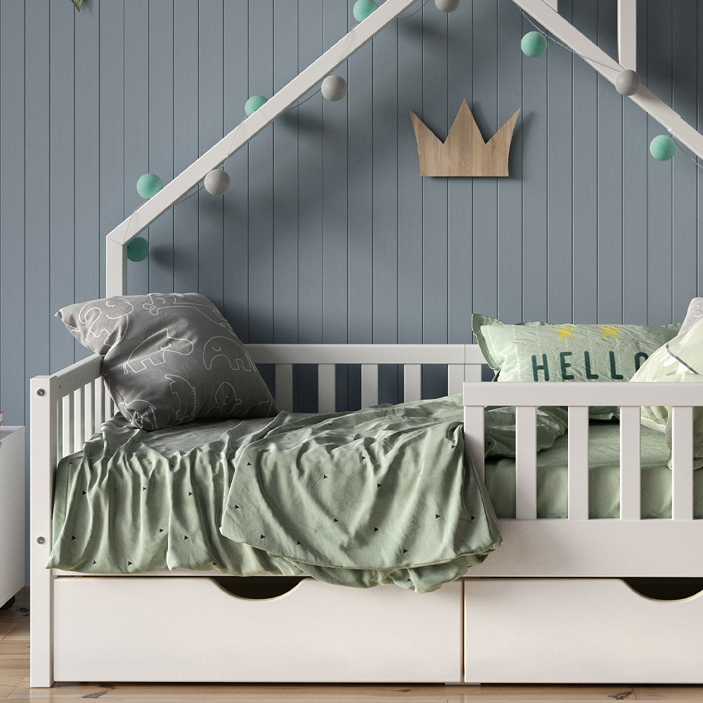 Vitalispa Letto montessori bambini Bianco 80x160 cm con 2 cassetti e materasso