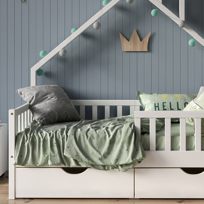 Vitalispa Letto montessori bambini Bianco 80x160 cm con 2 cassetti