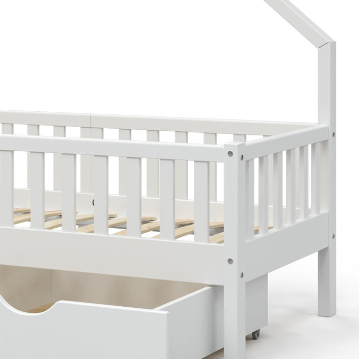 Vitalispa Letto montessori bambini Bianco 80x160 cm con 2 cassetti