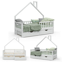 Vitalispa Letto montessori bambini Bianco 80x160 cm con 2 cassetti