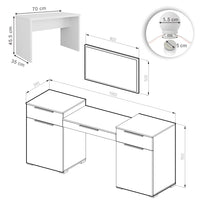 Vicco Tavolo da toeletta Bianco 190 cm con illuminazione a LED e panca