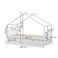 Vitalispa Letto montessori bambini Bianco 90x200 cm con letto per ospiti