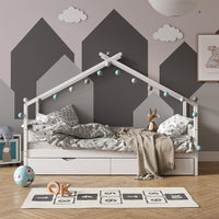 Vitalispa Letto montessori bambini Bianco 90x200 cm con letto per ospiti
