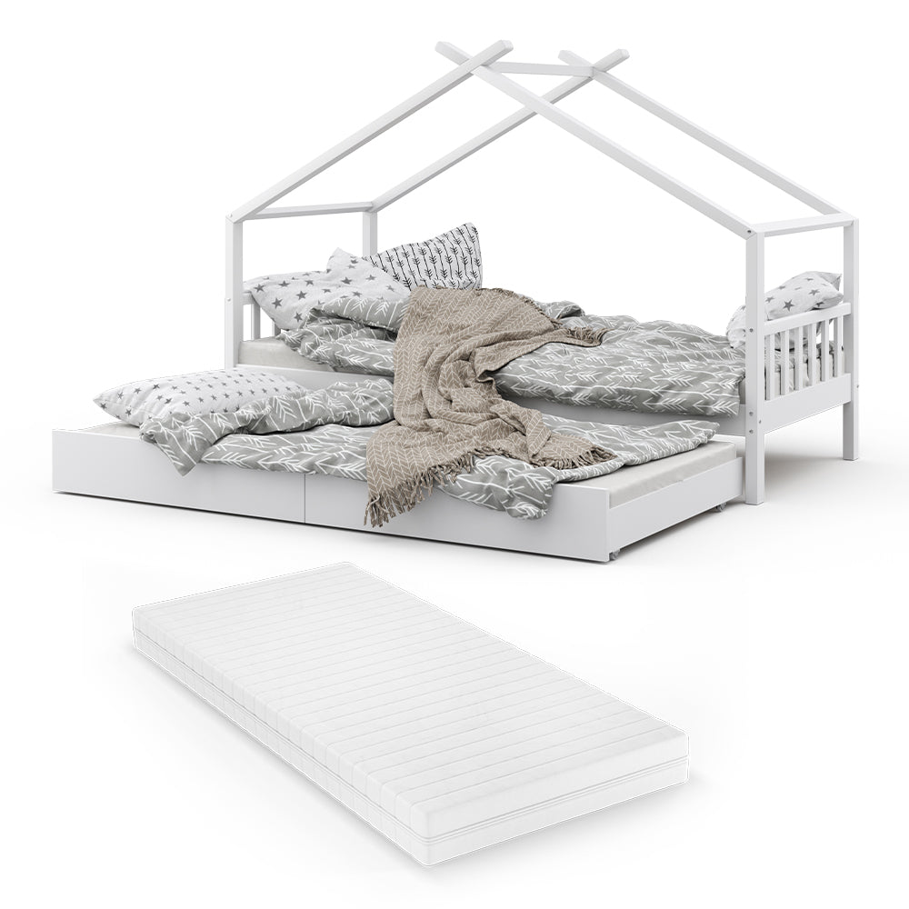 Vitalispa Letto da casa Bianco 90x200 cm con letto per ospiti e materasso