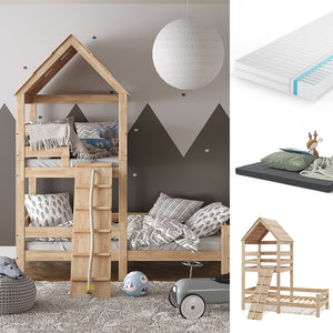 Vitalispa Letto montessori bambini Marrone 90x200 cm con 2 materassi