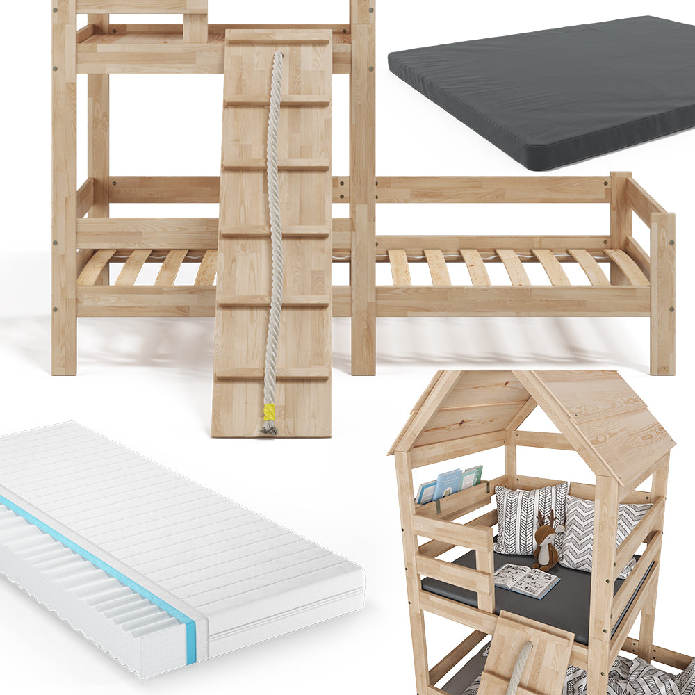 Vitalispa Letto montessori bambini Marrone 90x200 cm con 2 materassi