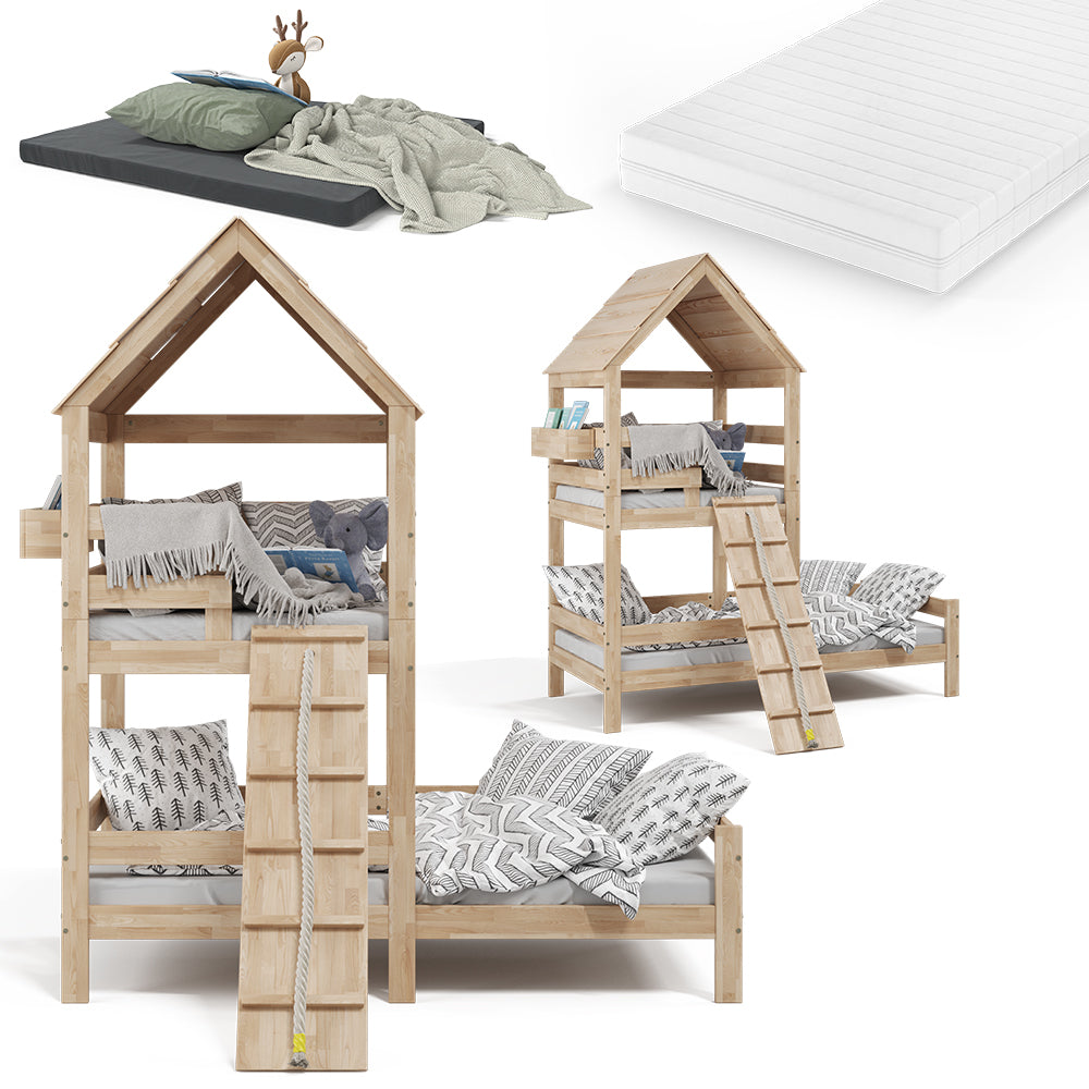 Vitalispa Letto montessori bambini Marrone 90x200 cm con 2 materassi