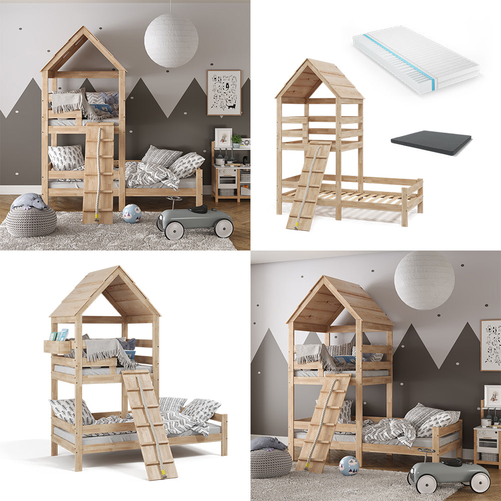 Vitalispa Letto montessori bambini Marrone 90x200 cm con 2 materassi