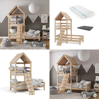 Vitalispa Letto montessori bambini Marrone 90x200 cm con 2 materassi