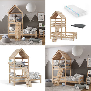 Vitalispa Letto montessori bambini Marrone 90x200 cm con 2 materassi