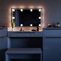 Vicco Tavolo da toeletta Bianco 190 cm con illuminazione a LED e panca