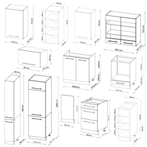 Vicco Cucina componibile Antracite lucido/bianco 355 cm , PL Marmo