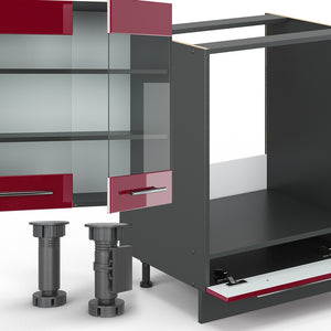 Vicco Cucina componibile Bordeaux lucido/antracite 355 cm , PL Rovere