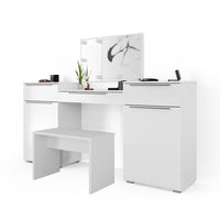 Vicco Tavolo da toeletta Bianco 190 cm con illuminazione a LED e panca