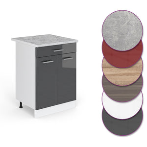 Vicco Mobiletto base per cucina Antracite lucido 60 cm con cassetto PL Marmo