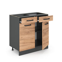 Vicco Mobiletto base per cucina Quercia dorata 80 cm , PL Antracite