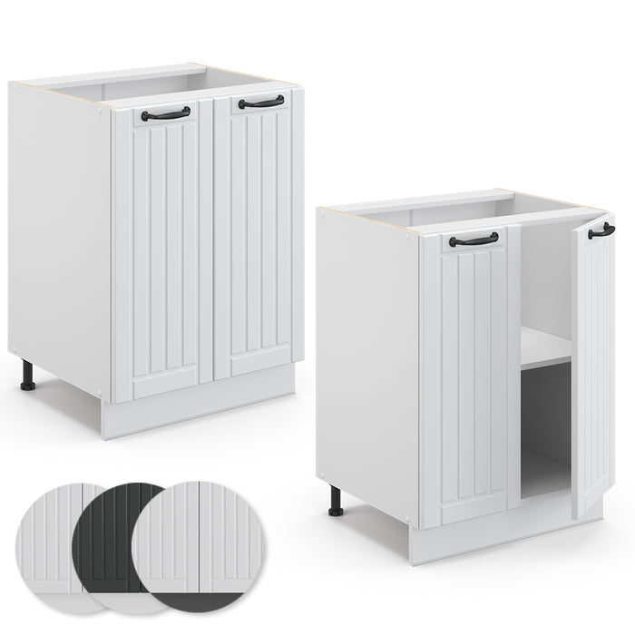 Vicco Mobiletto base cucina Bianco casa di campagna 60 cm , PL Rovere