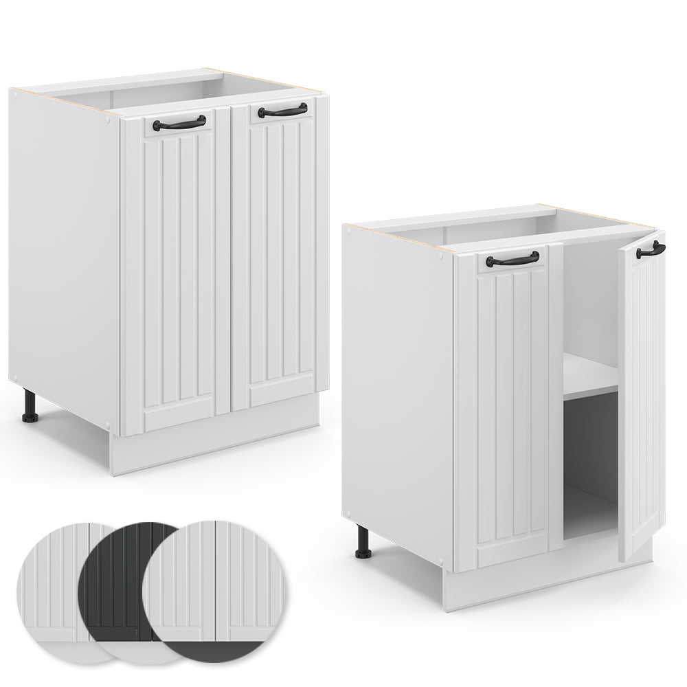 Vicco Mobiletto base cucina Bianco casa di campagna 60 cm , PL Marmo