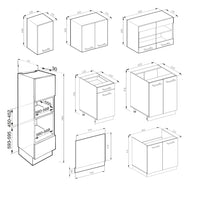 Vicco Cucina componibile Quercia dorata/antracite 300 cm con armadio alto, PL Marmo