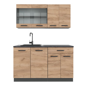 Vicco Cucina monoblocco Quercia dorata/antracite 140 cm , PL Antracite