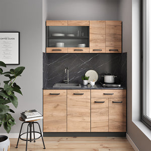 Vicco Cucina monoblocco Quercia dorata/antracite 140 cm , PL Antracite