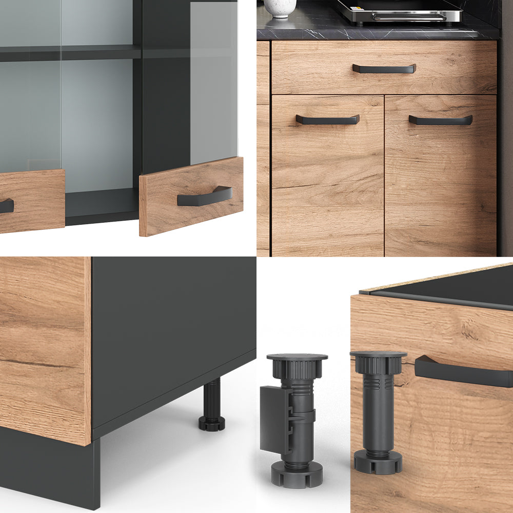 Vicco Cucina monoblocco Quercia dorata/antracite 140 cm , PL Marmo