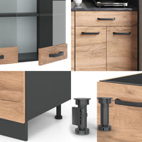 Vicco Cucina completa Quercia dorata/antracite 140 cm senza piano di lavoro