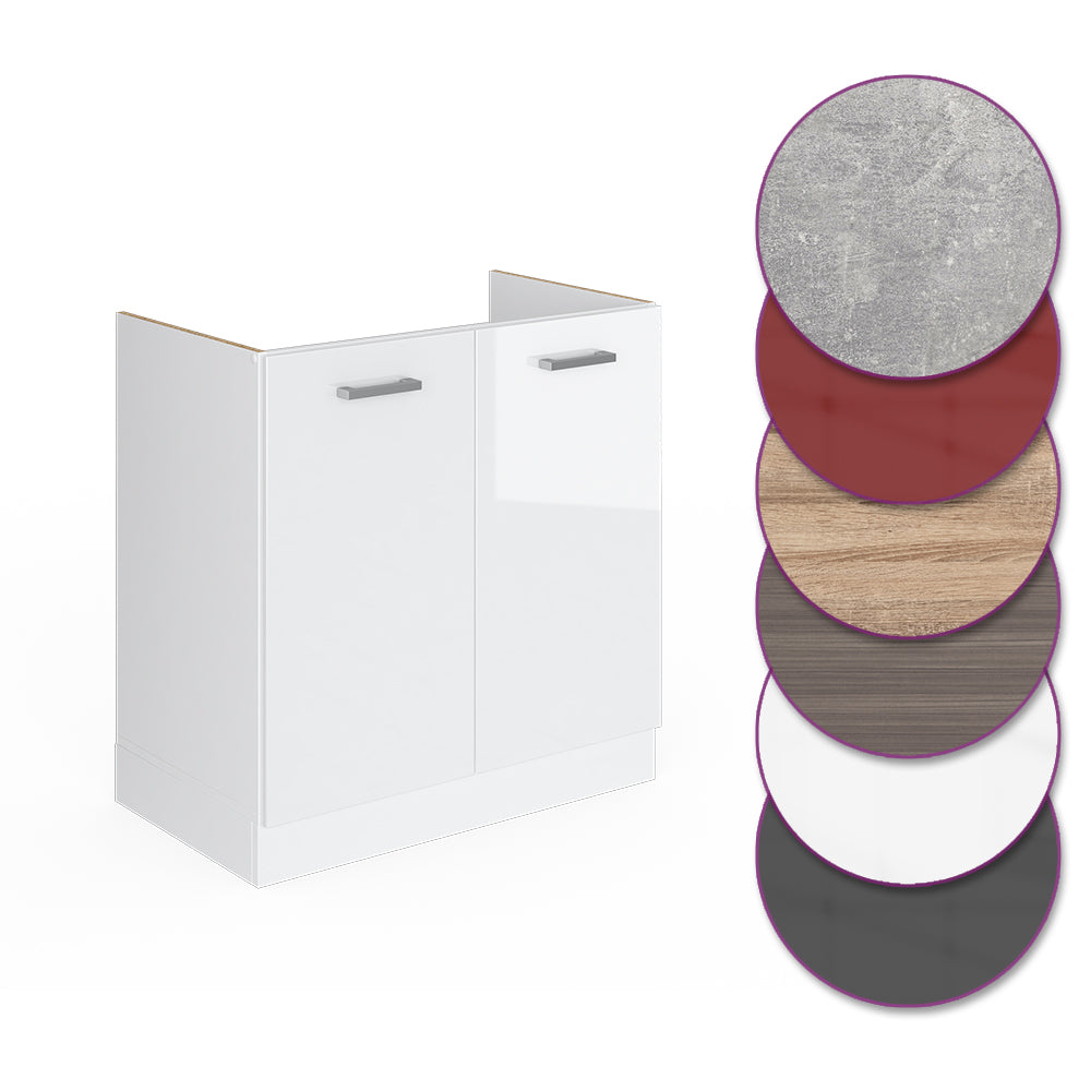 Vicco Mobile lavello cucina Bianco lucido 80 cm senza piano di lavoro