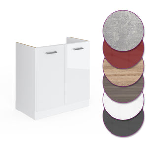 Vicco Mobile lavello cucina Bianco lucido 80 cm senza piano di lavoro