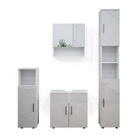 Vicco Set mobili bagno Bianco lucido 4 parti, con armadio alto