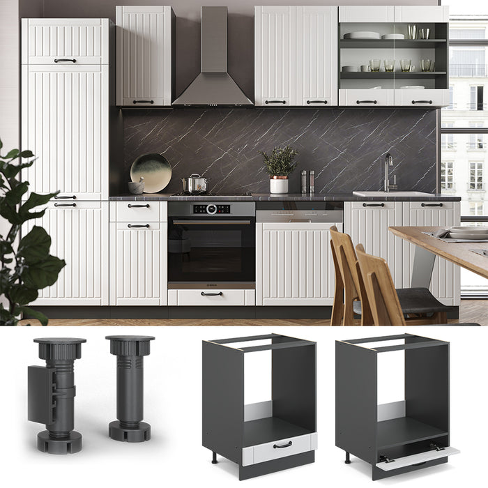 Vicco Mobile per forno da incasso Bianco casa di campagna 60 cm , PL Antracite