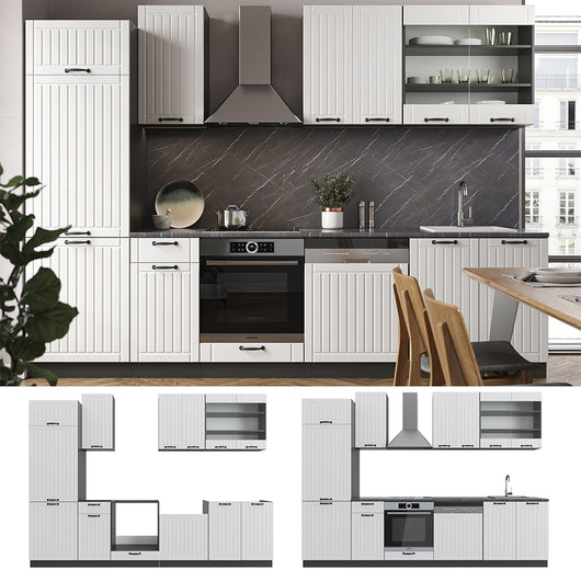 Vicco Cucina componibile Bianco casa di campagna/antracite 300 cm , PL Antracite