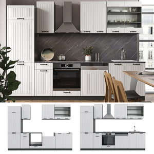 Vicco Cucina componibile Bianco casa di campagna/antracite 300 cm , PL Marmo