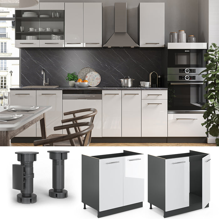 Vicco Mobile lavello cucina Bianco lucido 80 cm senza piano di lavoro