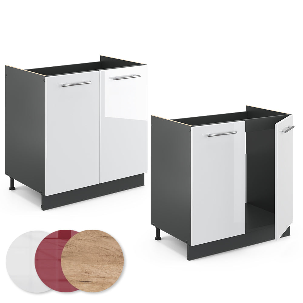 Vicco Mobile lavello cucina Bianco lucido 80 cm , PL Antracite