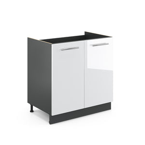 Vicco Mobile lavello cucina Bianco lucido 80 cm senza piano di lavoro