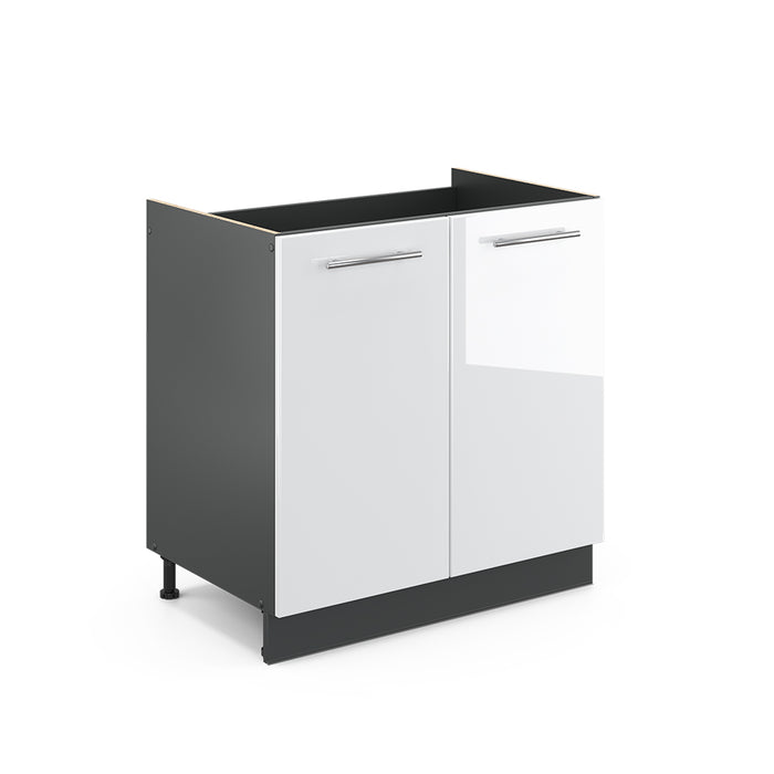 Vicco Mobile lavello cucina Bianco lucido 80 cm senza piano di lavoro