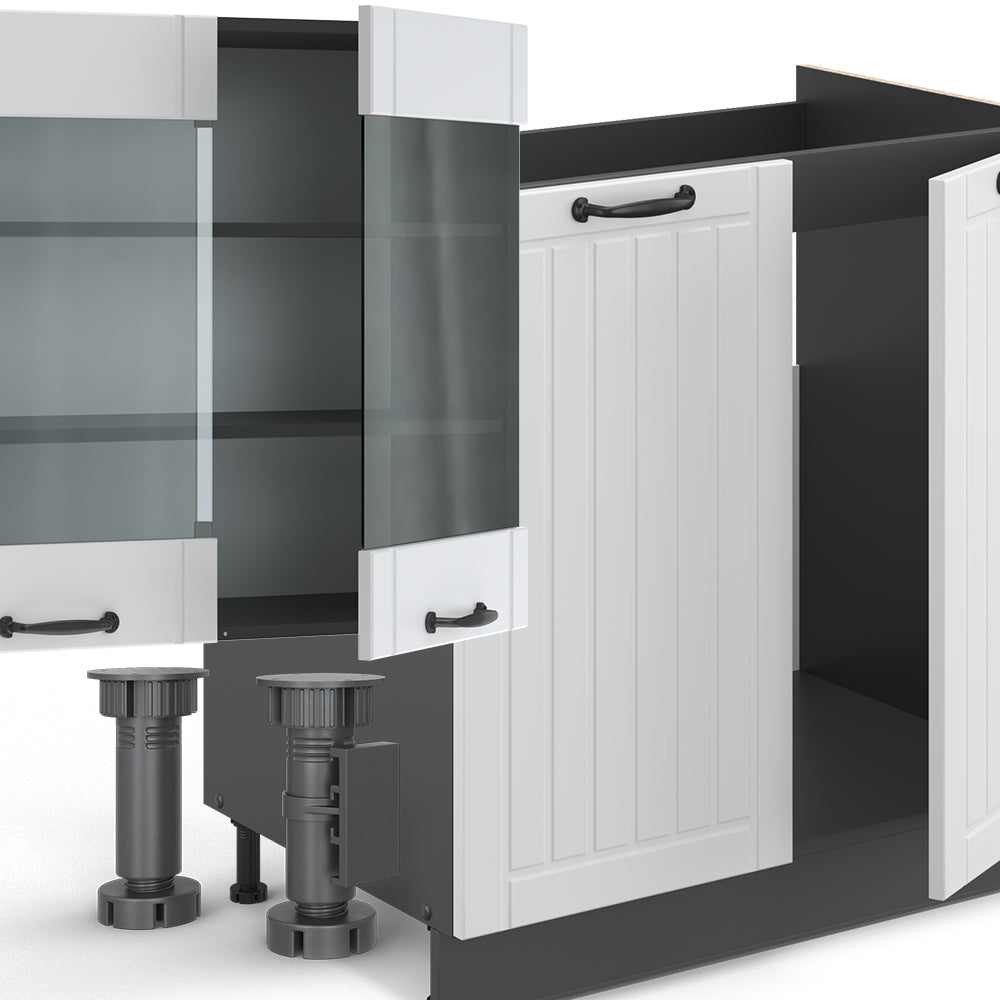 Vicco Cucina componibile Bianco casa di campagna/antracite 300 cm , PL Rovere