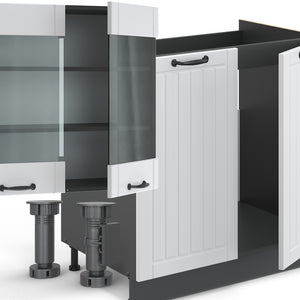 Vicco Cucina componibile Bianco casa di campagna/antracite 300 cm , PL Antracite