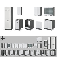 Vicco Cucina componibile Bianco casa di campagna/antracite 300 cm , PL Marmo