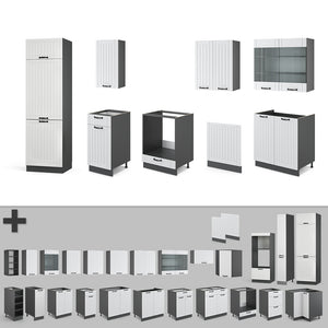 Vicco Cucina componibile Bianco casa di campagna/antracite 300 cm , PL Marmo