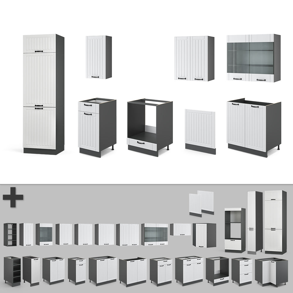 Vicco Cucina componibile Bianco casa di campagna/antracite 300 cm , PL Antracite